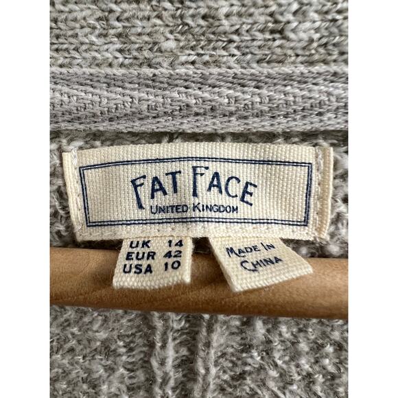 Fat Face Cotton Blend Chinky Knit Cardigan Sweater Oatmeal Beige, size 10 - Picture 4 of 7